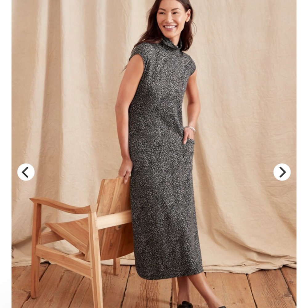 Garnet Hill Sleeveless Mock Neck Swing Midi Dress Size XL New